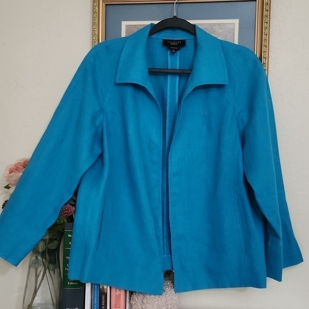 100% Irish Linen Talbots Blazer Jacket Contemporary Career Office Formal Dressy - Picture 14 of 16